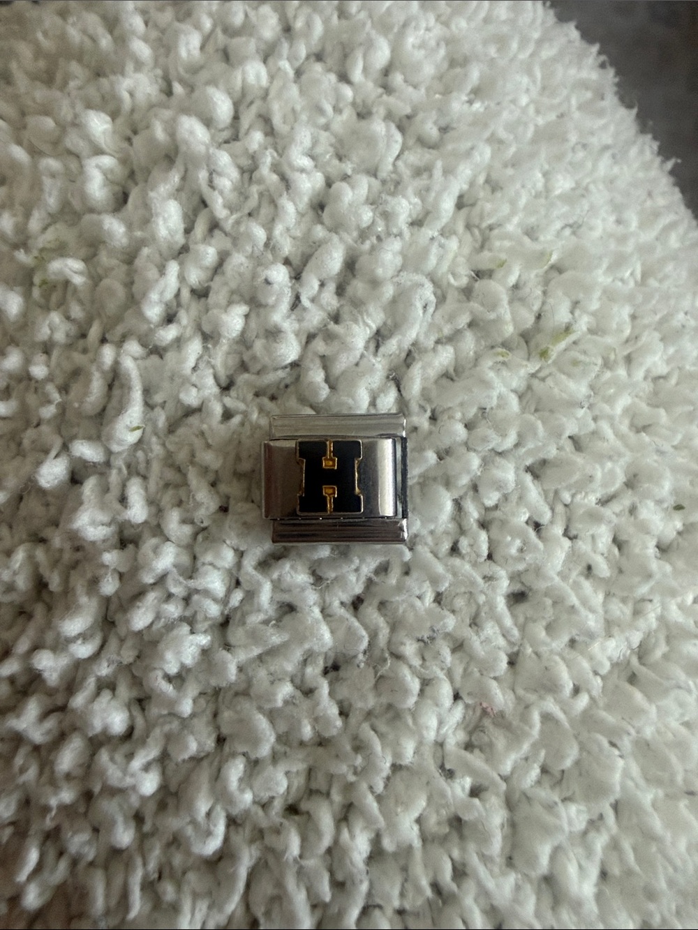 H (black, gold, & silver) - Italian Charm Bracelet Charm